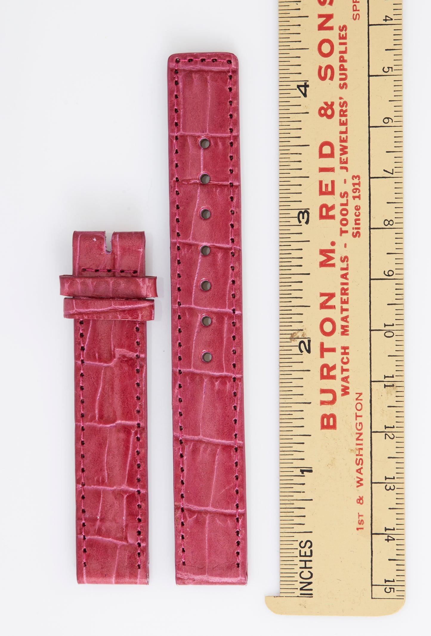 Ecclissi 14mm x 14mm Dark Pink Alligator Grain Leather Strap 22120