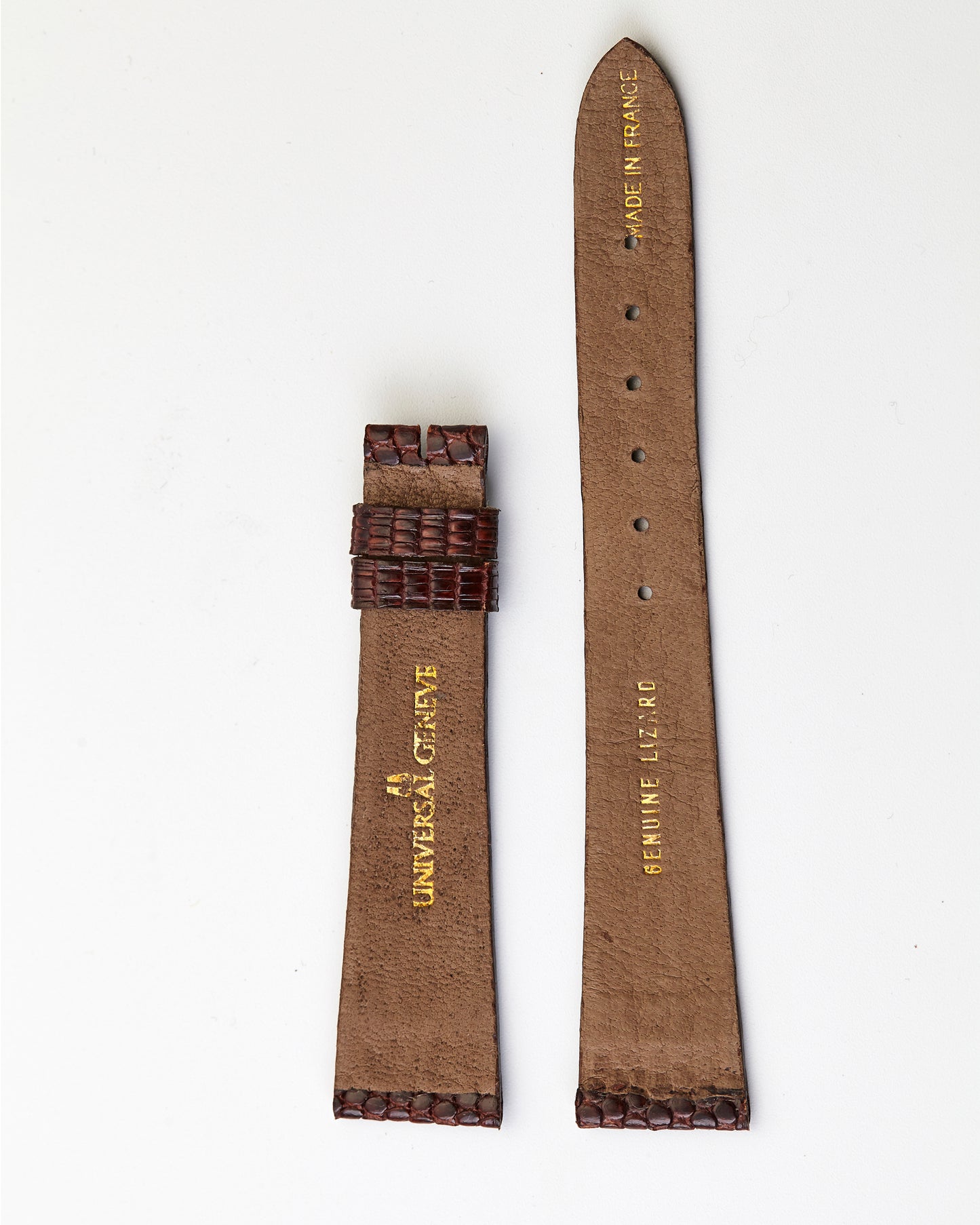 Universal Geneve 18mm x 13mm Vintage Chestnut Brown Lizard Skin Strap