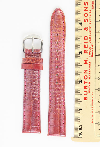 Ecclissi 16mm x 14mm Pink Leather Crocodile Grain Strap original Buckle 23515