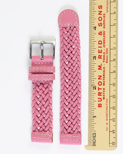 Ecclissi 18mm x 18mm Pink Leather Weave Strap original Buckle 23290 463249