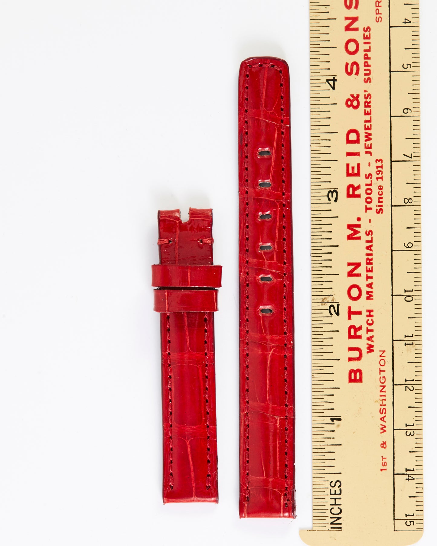 Ecclissi 12mm x 12mm Red Alligator Leather Strap 21900