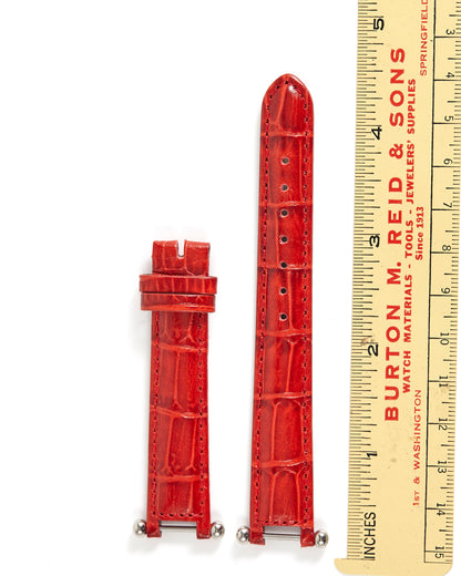 Ecclissi 15mm x 13mm Red Alligator Grain Strap notched with attachments 22340