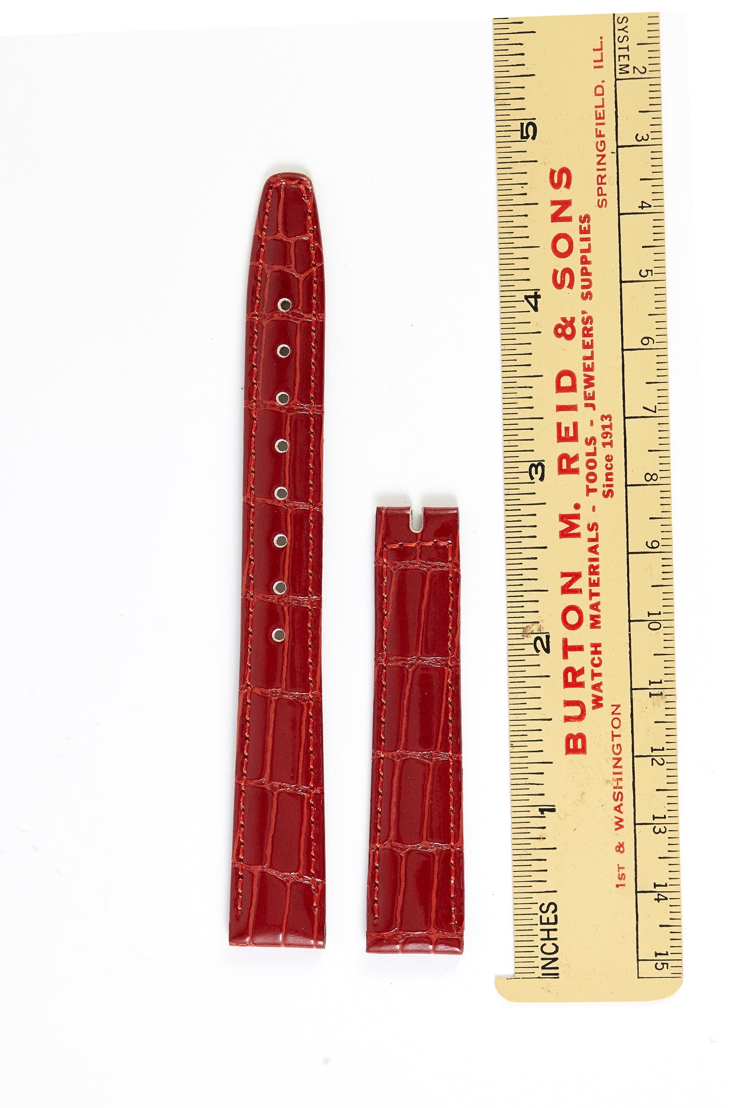 Ecclissi 14mm x 12mm Red Alligator Grain Leather Strap 21890