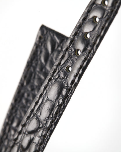 Universal Geneve 13mm x 11mm Vintage Dark Shiny Grey Crocodile Strap
