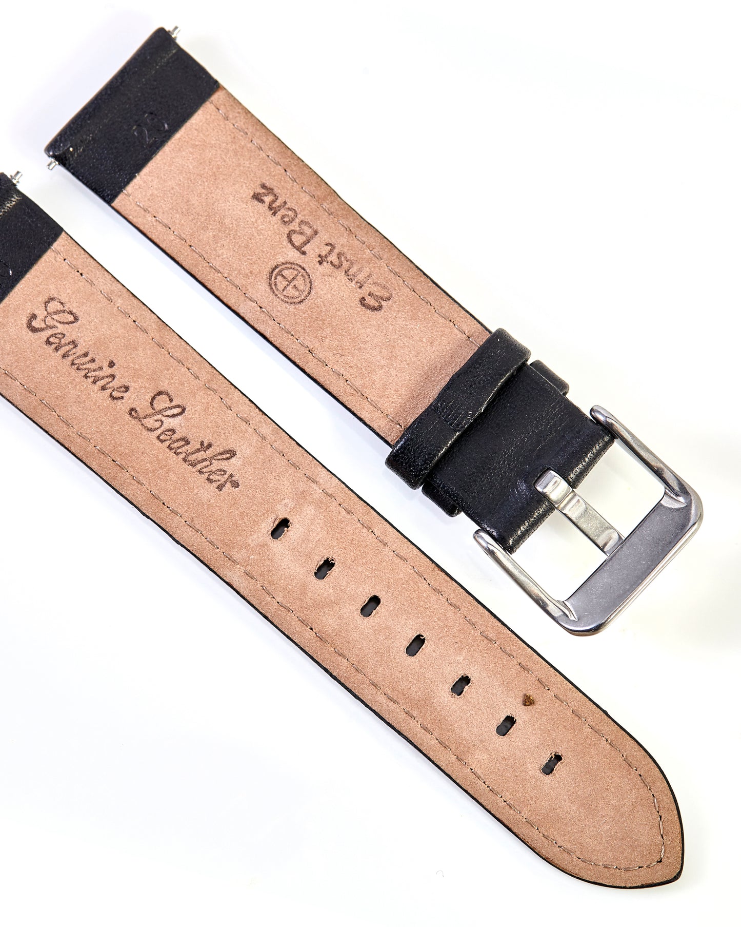 Ernst Benz 20mm x 18mm Black Band w/Matching Stitch and Original Buckle