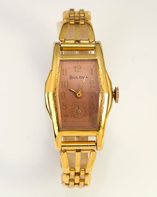 Bulova Vintage Manual-Wind Art Deco Wristwatch on Period Bracelet