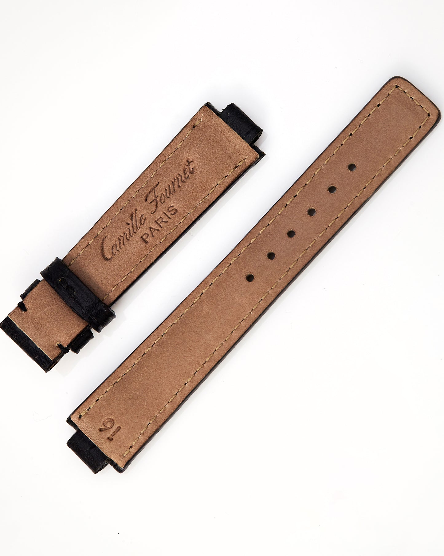 Clerc watchband to fit Model 806 by Camille Fournet Black Alligator Strap 16mm