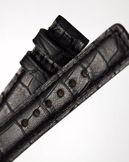 Clerc watchband to fit Model 806 by Camille Fournet Black Alligator Strap 16mm