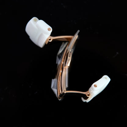 Versace White Ceramic Watch Bracelet Clasp Rose Gold Tone Medusa Deployment