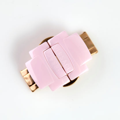 Versace Pink Ceramic Watch Bracelet Deployment Clasp Gold Tone Medusa Buckle