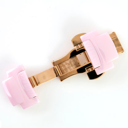 Versace Pink Ceramic Watch Bracelet Deployment Clasp Gold Tone Medusa Buckle