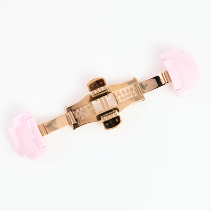 Versace Pink Ceramic Watch Bracelet Deployment Clasp Gold Tone Medusa Buckle