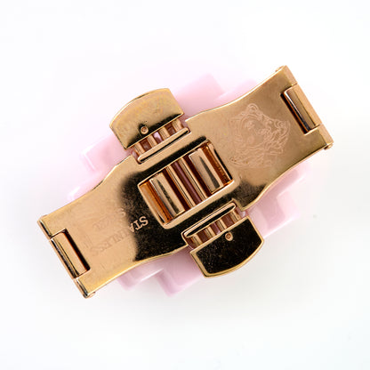 Versace Pink Ceramic Watch Bracelet Deployment Clasp Gold Tone Medusa Buckle