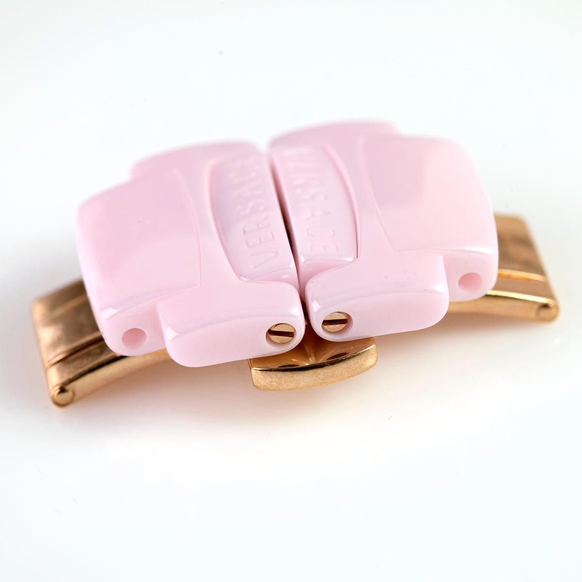 Versace Pink Ceramic Watch Bracelet Deployment Clasp Gold Tone Medusa Buckle