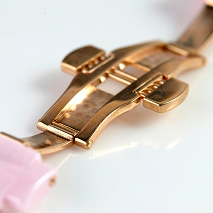 Versace Pink Ceramic Watch Bracelet Deployment Clasp Gold Tone Medusa Buckle