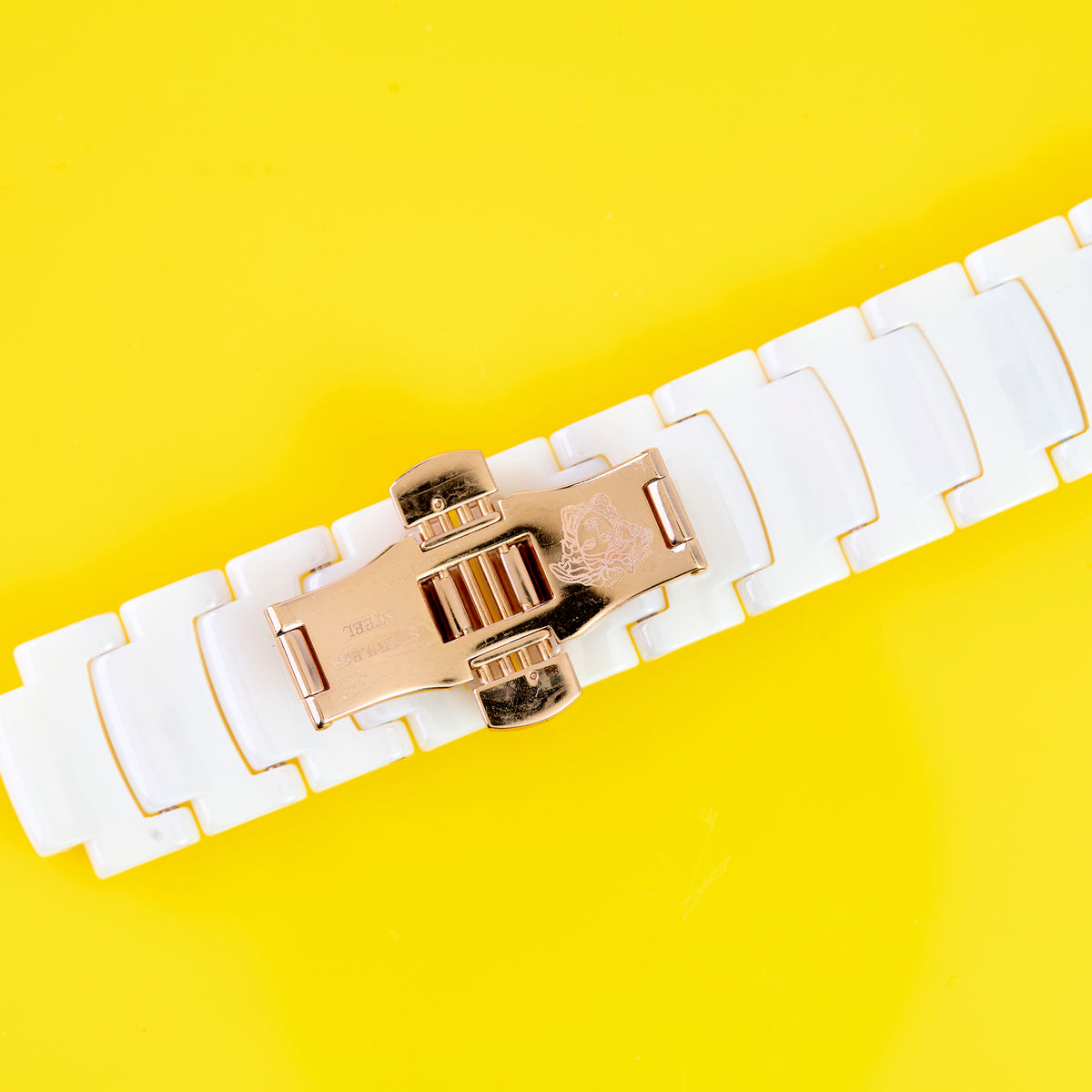 Versace BR01ASC01 White Ceramic Watch Bracelet Rose Gold Tone Clasp
