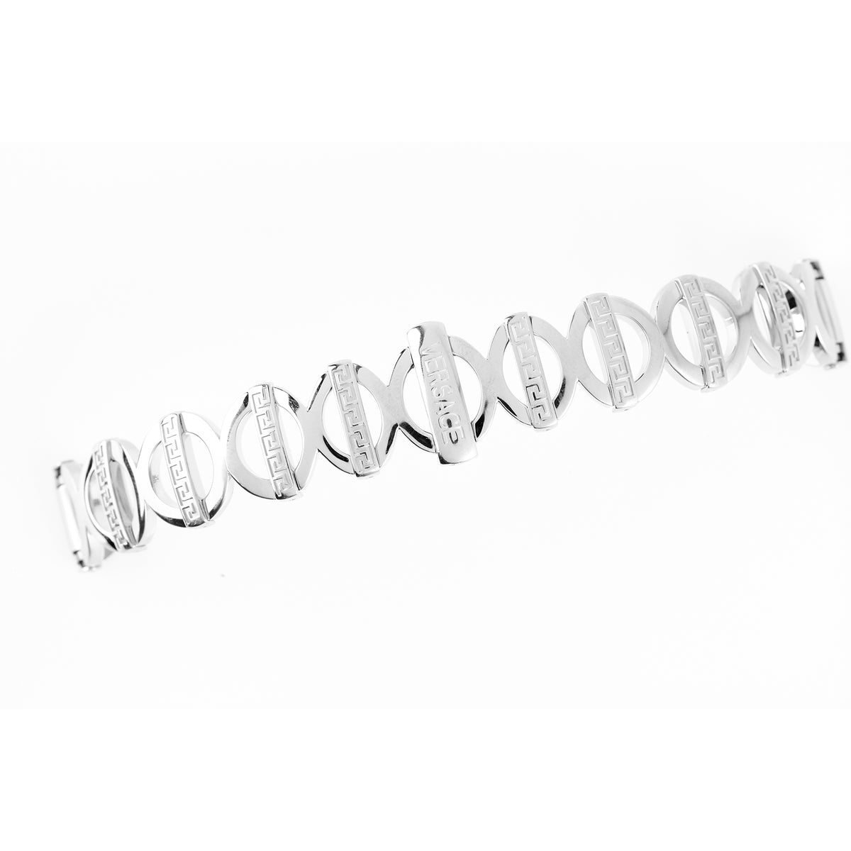 Versace Stainless Steel Watch Bracelet Greek Key X Link Silver Replacement Band