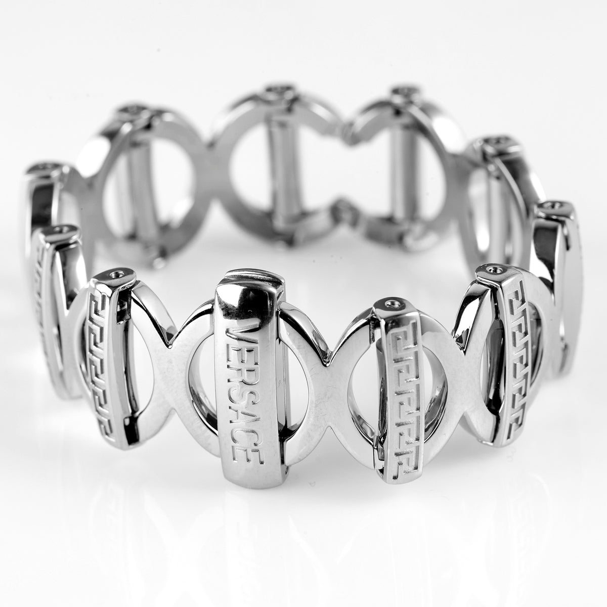 Versace Stainless Steel Watch Bracelet Greek Key X Link Silver Replacement Band