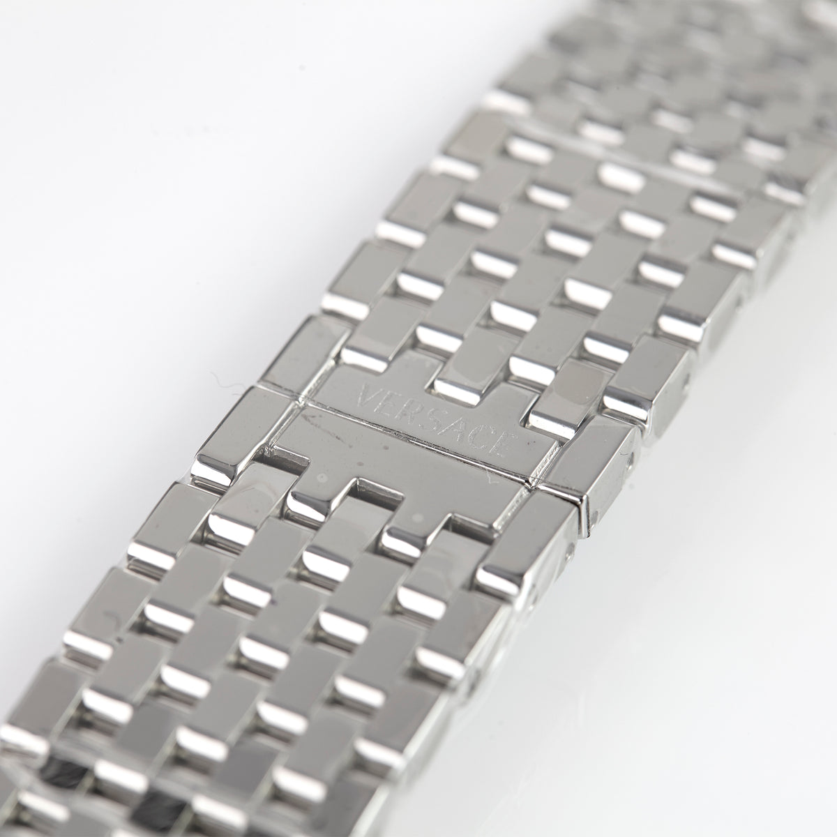 Versace Stainless Steel Watch Bracelet Silver Multi Row Link Band Clasp