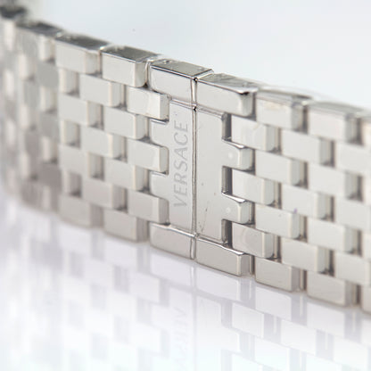 Versace Stainless Steel Watch Bracelet Silver Multi Row Link Band Clasp