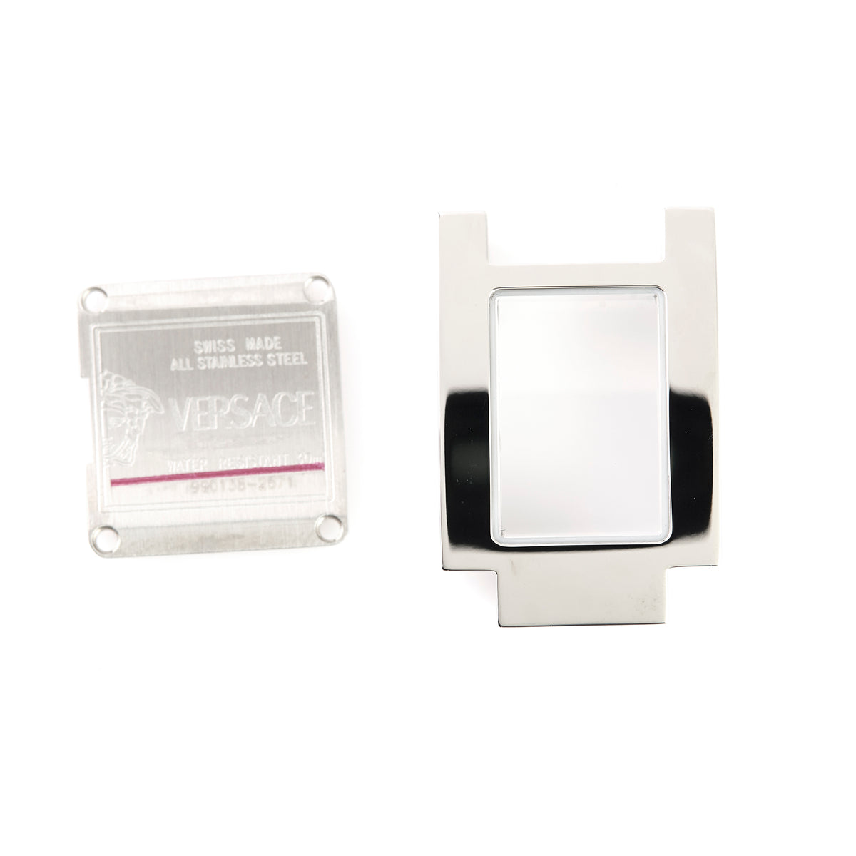 Versace Rectangular Watch Case & Caseback Stainless Steel Greek Key Replacement