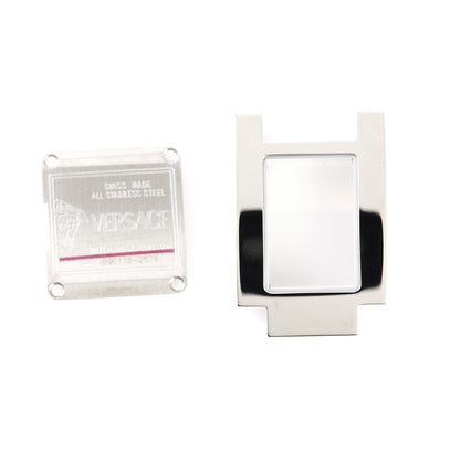 Versace Rectangular Watch Case & Caseback Stainless Steel Greek Key Replacement