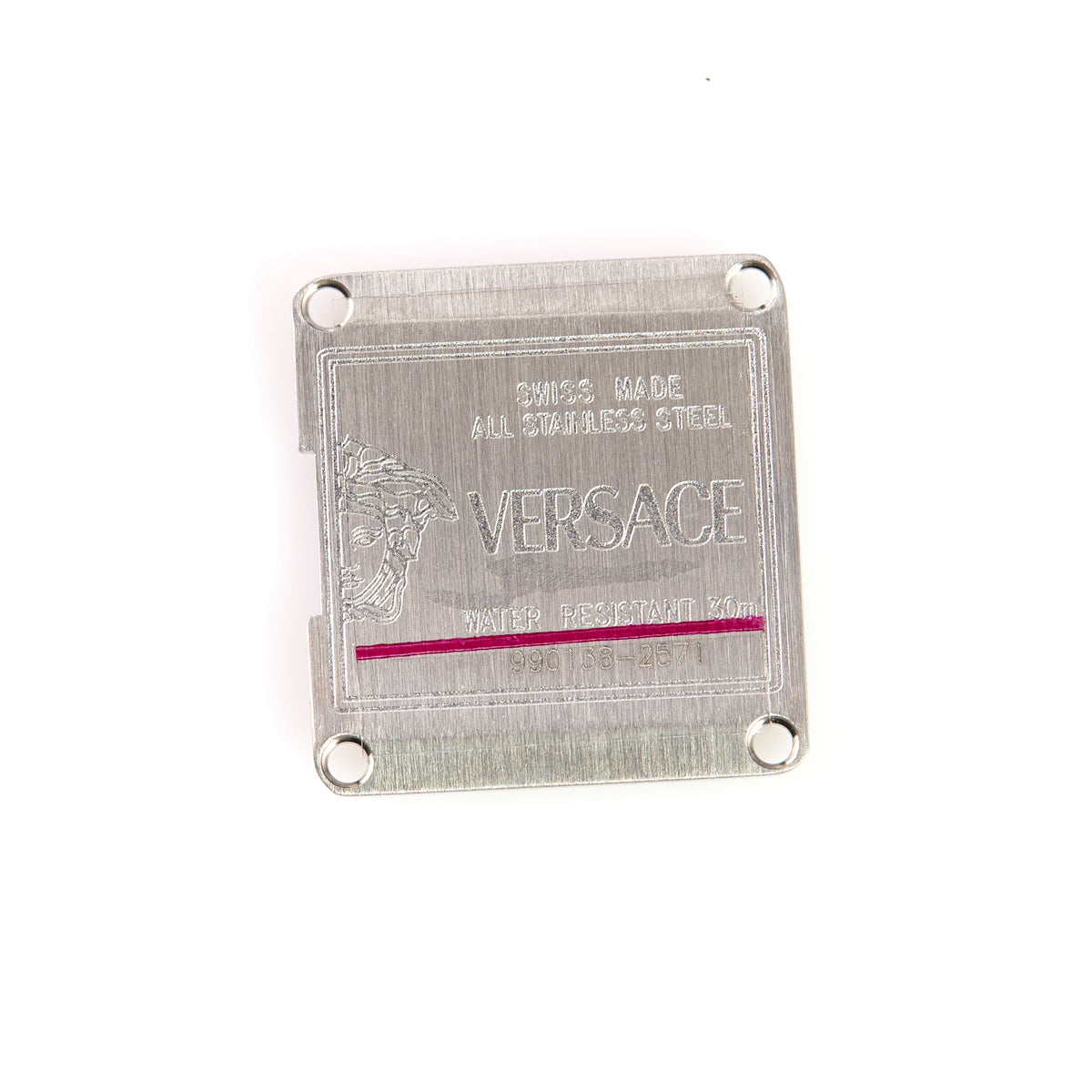 Versace Rectangular Watch Case & Caseback Stainless Steel Greek Key Replacement