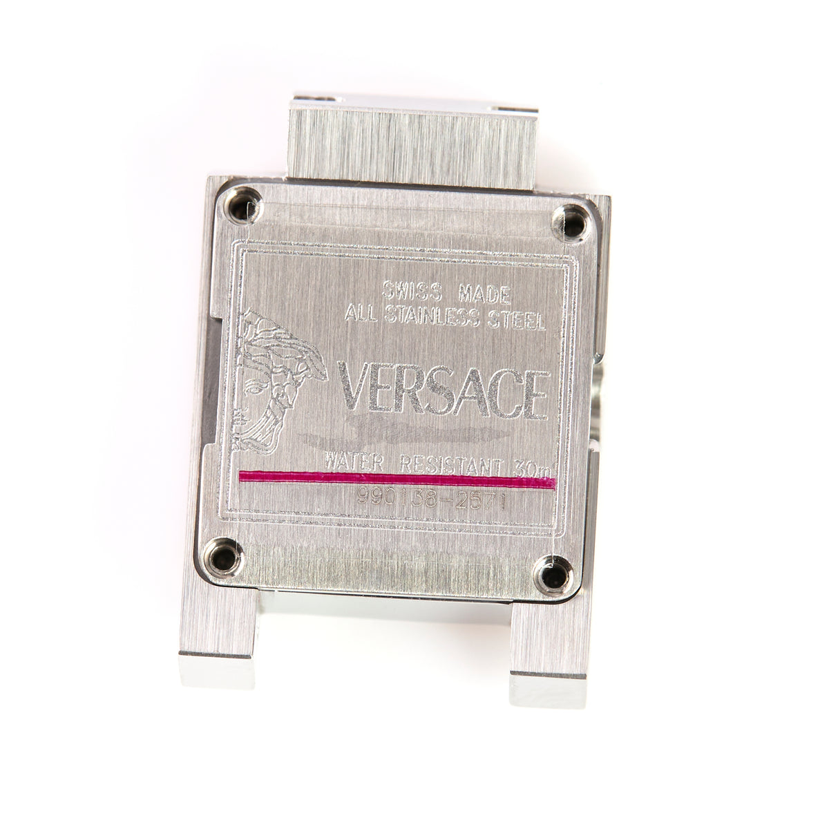 Versace Rectangular Watch Case & Caseback Stainless Steel Greek Key Replacement