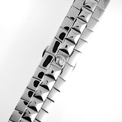 Versace Stainless Steel Watch Bracelet Pyramid Links Silver Medusa Logo