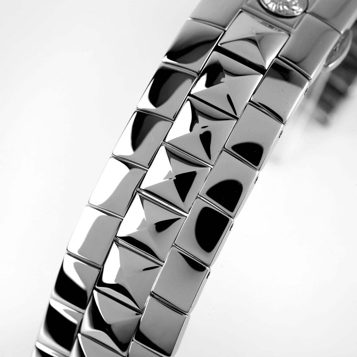 Versace Stainless Steel Watch Bracelet Pyramid Links Silver Medusa Logo