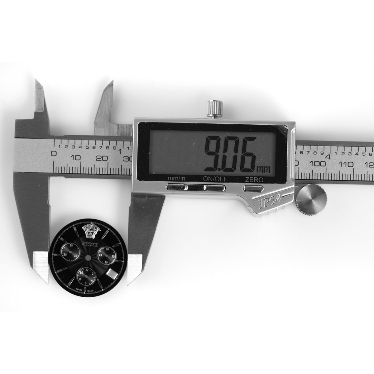 Versace Swiss Made Chronograph Watch Dial Black Silver Medusa Logo Replacement