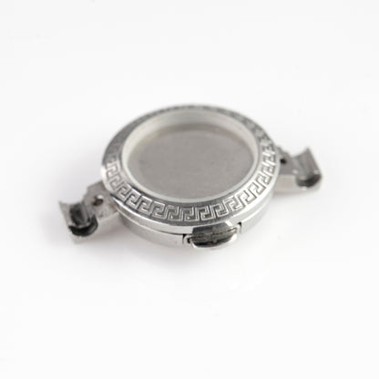 Versace Stainless Steel Watch Case Greek Key Bezel Silver Replacement Part