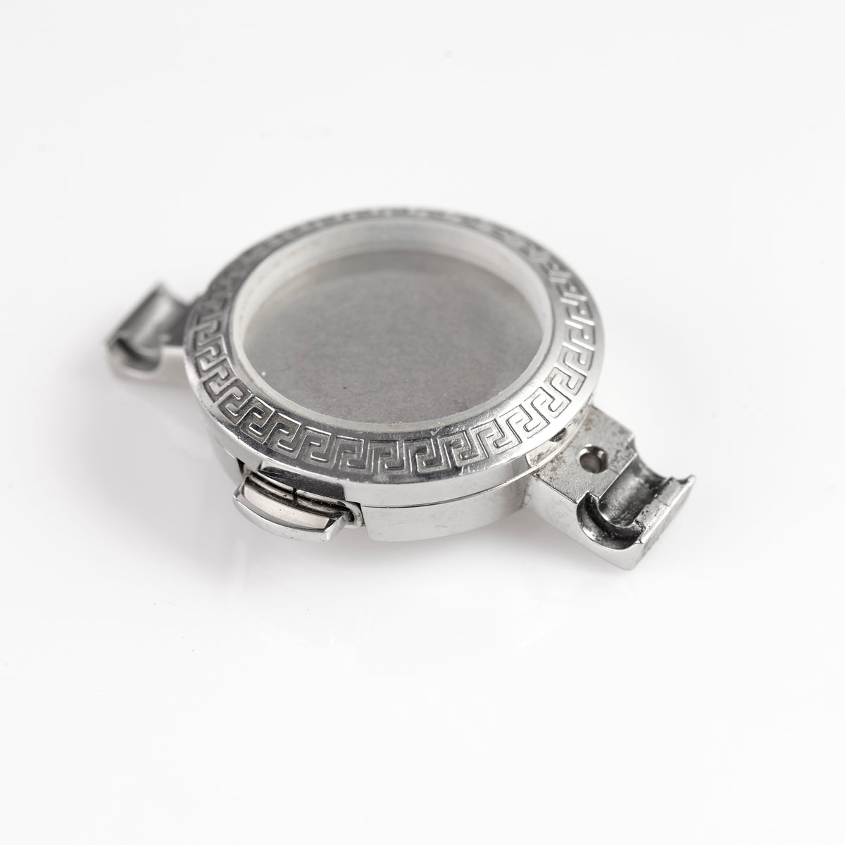 Versace Stainless Steel Watch Case Greek Key Bezel Silver Replacement Part