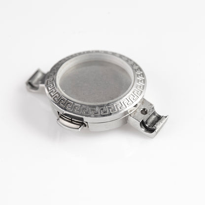 Versace Stainless Steel Watch Case Greek Key Bezel Silver Replacement Part