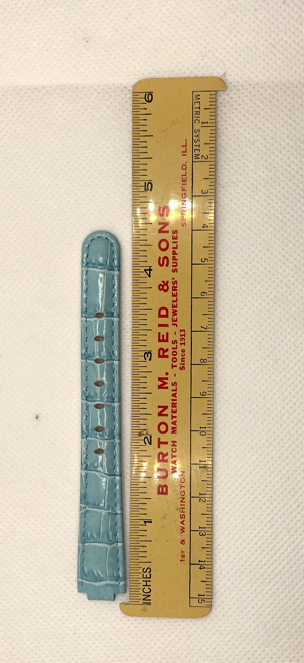 Ecclissi Light Blue Alligator Grain Ladies Strap 15mm x 12mm notched to 8mm 80270