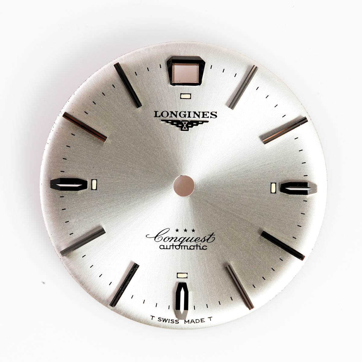 Vintage Longines Conquest Automatic 3 Star Silver Sunburst Watch Dial Swiss