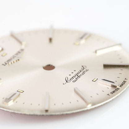 Vintage Longines Conquest Automatic 3 Star Silver Sunburst Watch Dial Swiss