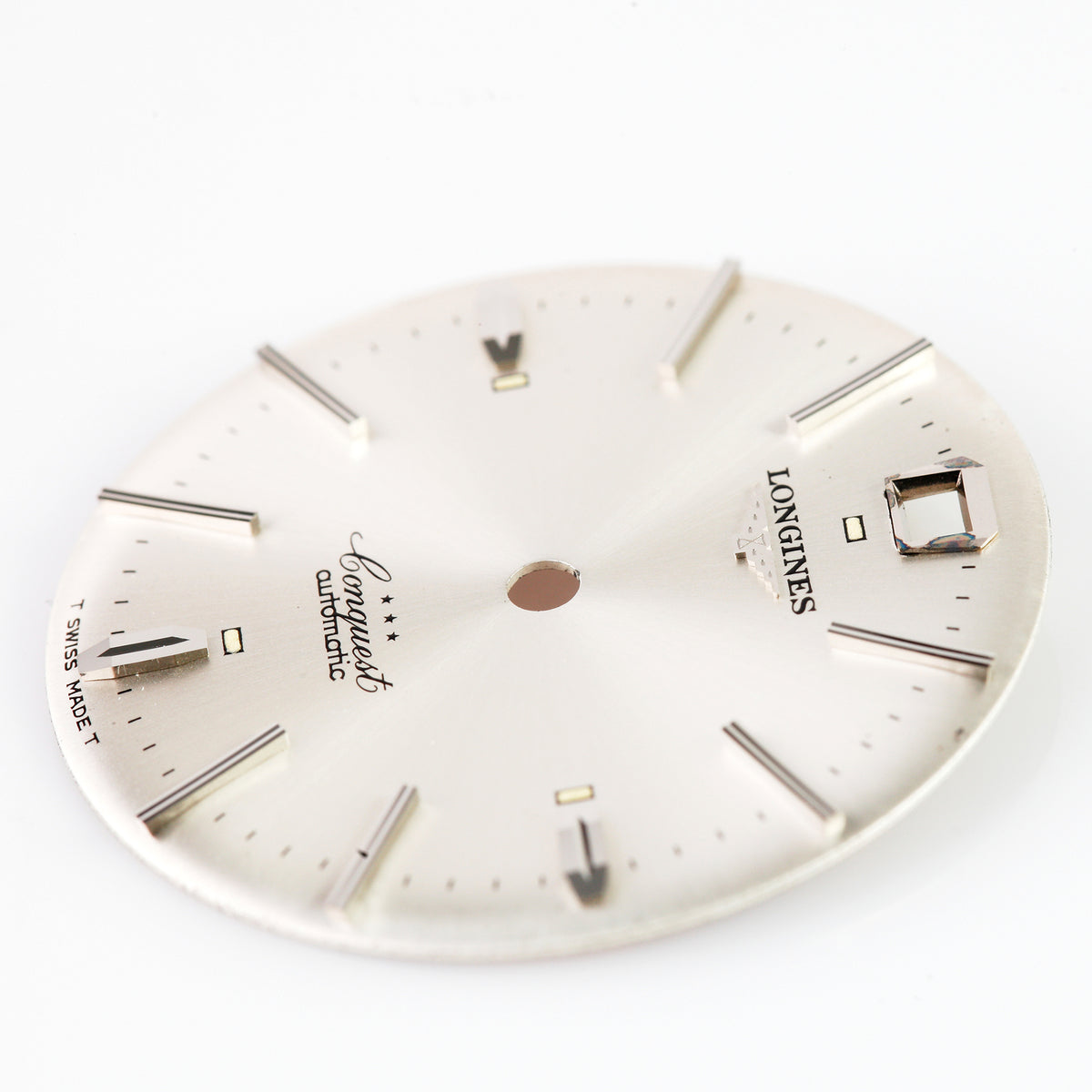 Vintage Longines Conquest Automatic 3 Star Silver Sunburst Watch Dial Swiss
