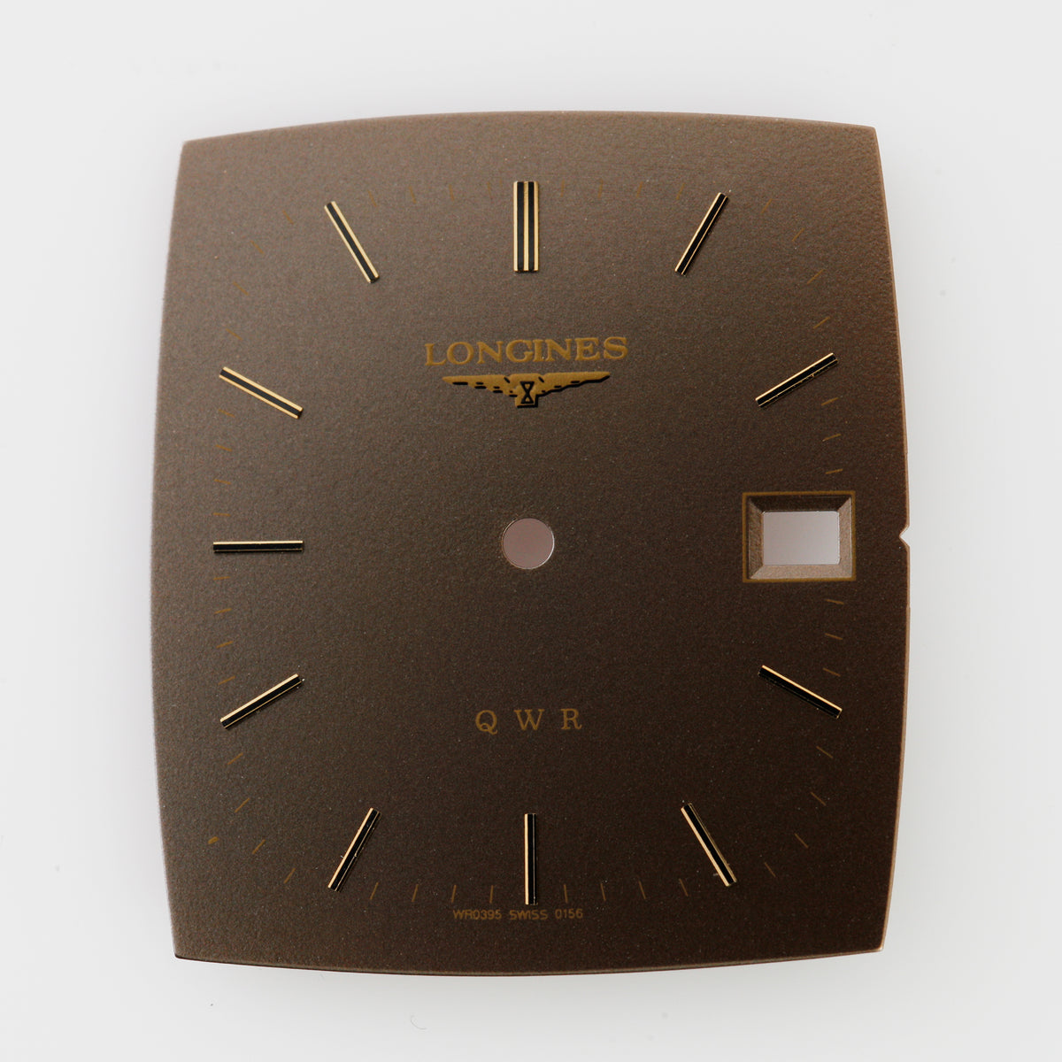 Vintage Longines QWR Watch Dial Brown Bronze Gold Tone Date Swiss WR0395