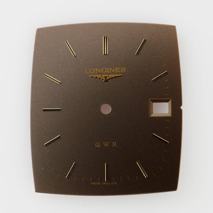 Vintage Longines QWR Watch Dial Brown Bronze Gold Tone Date Swiss WR0395