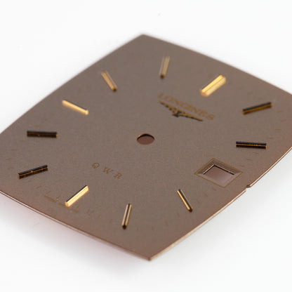 Vintage Longines QWR Watch Dial Brown Bronze Gold Tone Date Swiss WR0395