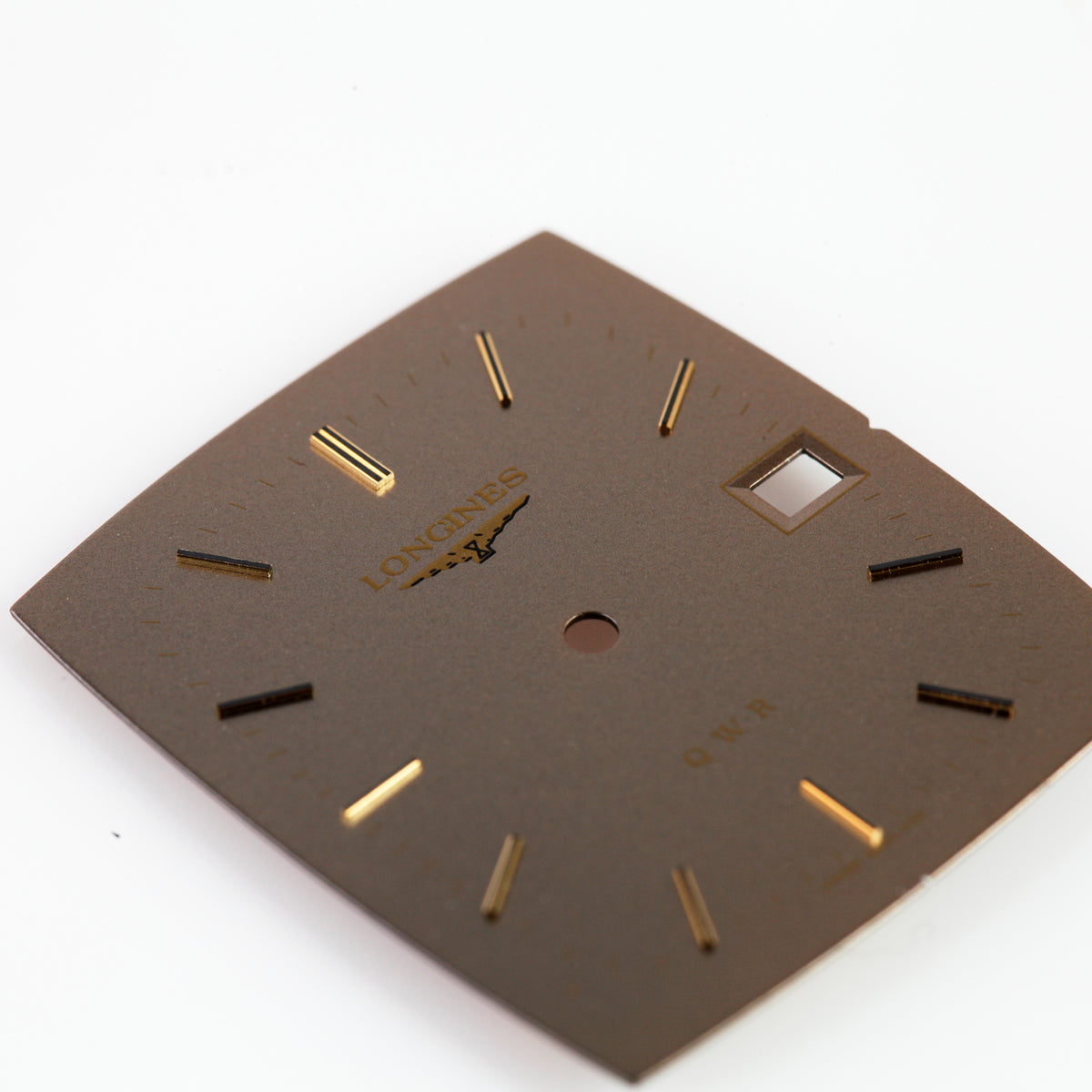 Vintage Longines QWR Watch Dial Brown Bronze Gold Tone Date Swiss WR0395