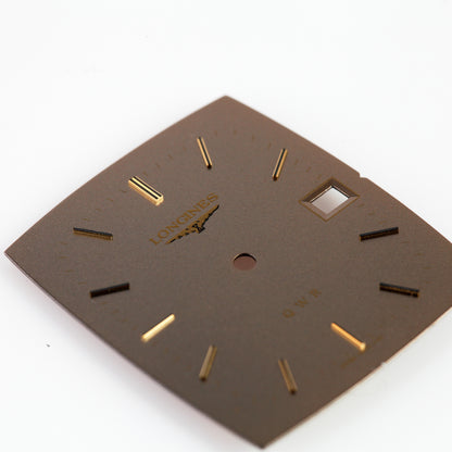 Vintage Longines QWR Watch Dial Brown Bronze Gold Tone Date Swiss WR0395