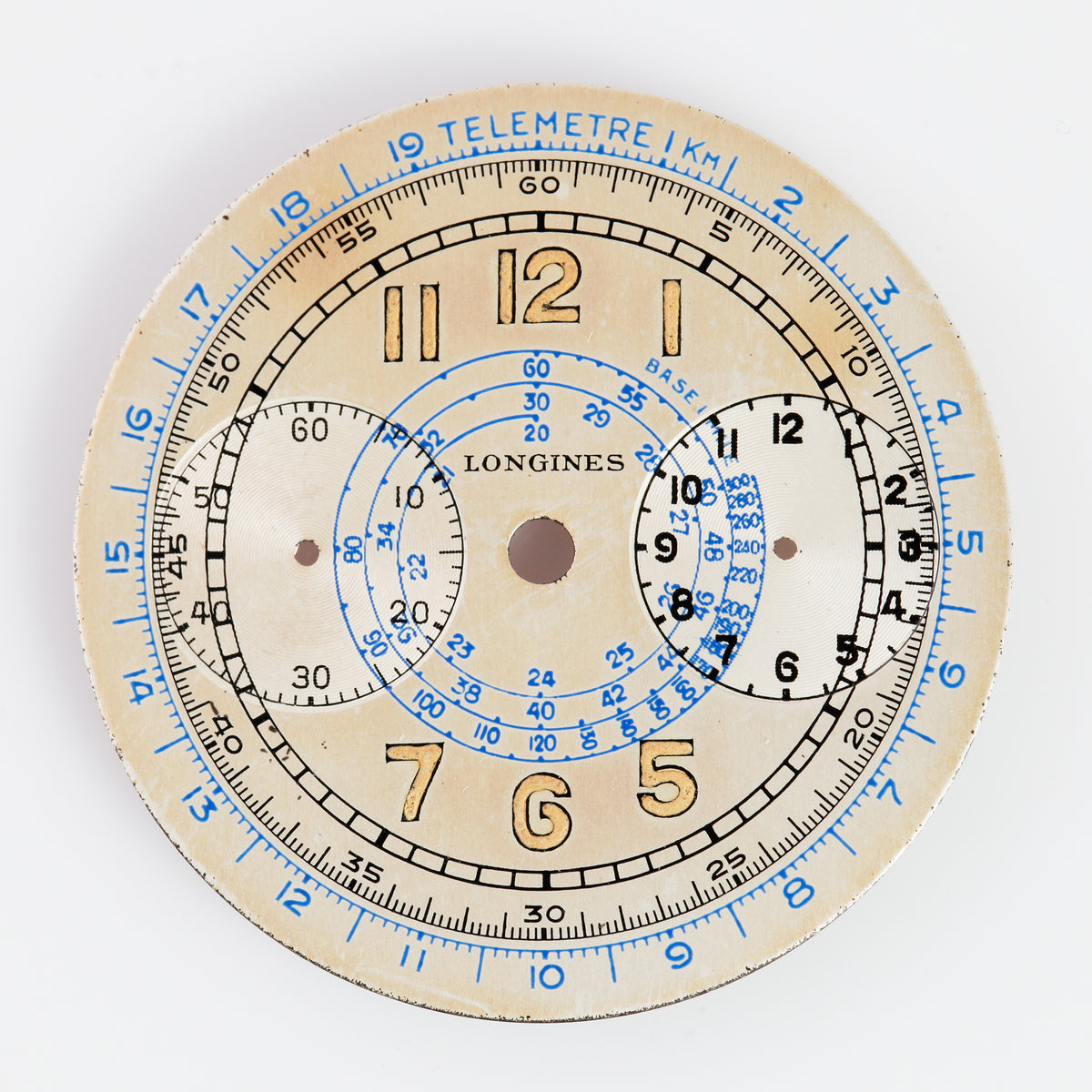 Vintage Longines Chronograph Dial 29.47mm Telemeter Multi Scale Swiss Watch Part