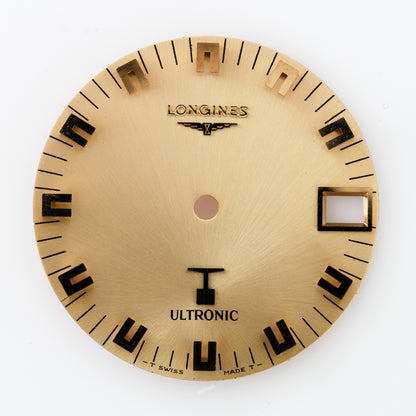 Vintage Longines Ultronic Watch Dial Gold Sunburst Date Swiss Original 1970s
