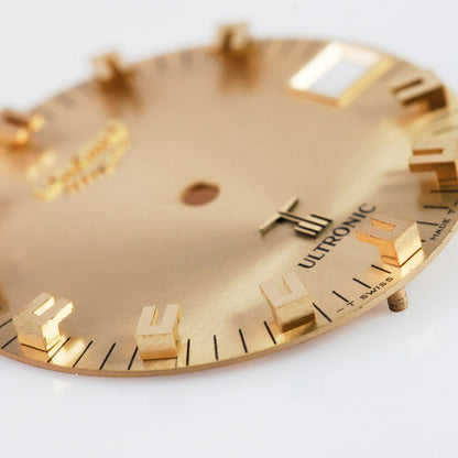Vintage Longines Ultronic Watch Dial Gold Sunburst Date Swiss Original 1970s