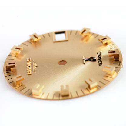 Vintage Longines Ultronic Watch Dial Gold Sunburst Date Swiss Original 1970s