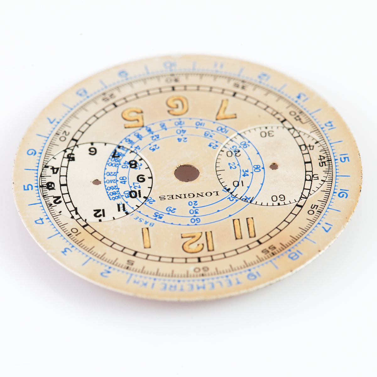 Vintage Longines Chronograph Dial 29.47mm Telemeter Multi Scale Swiss Watch Part
