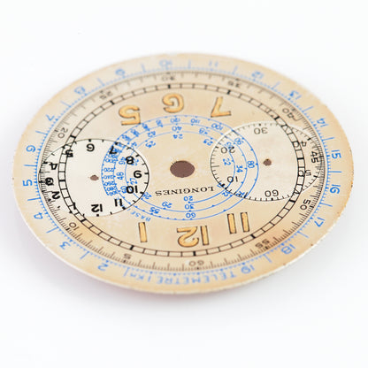 Vintage Longines Chronograph Dial 29.47mm Telemeter Multi Scale Swiss Watch Part