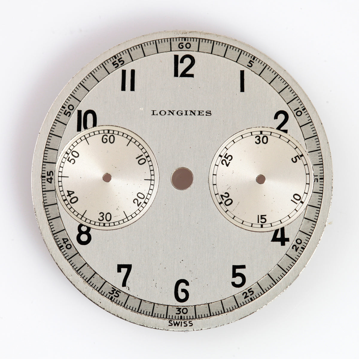 Vintage Longines Chronograph Dial – Dual Subdial, Silver